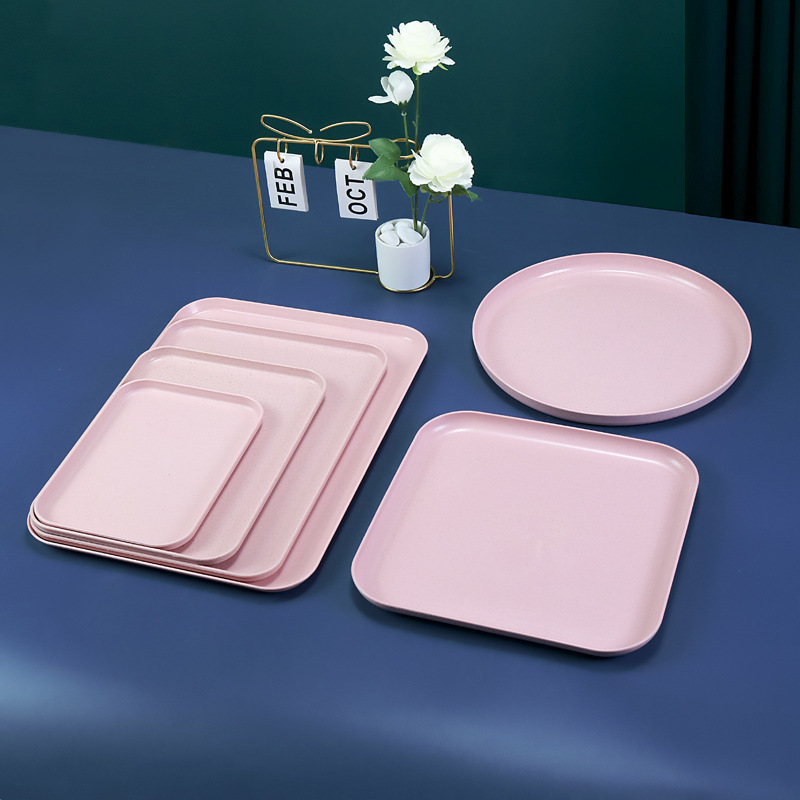 30cm bandeja redonda paja de trigo placa hogar taza de té Placa de fruta Placa de puesto bandeja placa resistente a la caída