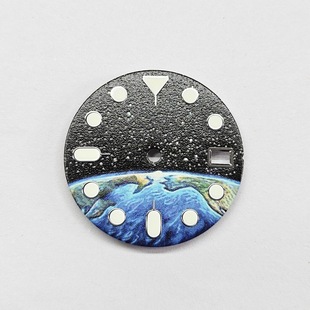 The new starry sky earth literally 28.5MM green luminous metal dial is suitable for NH35/36 movement