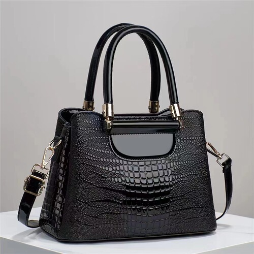 High-end fashion crocodile pattern handbag, western style casual shoulder bag, European and American style simple large capacity crossbody bag for women