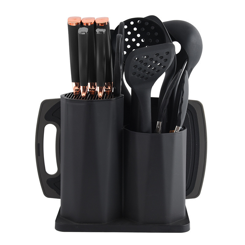 Cuerpos de cocina de silicona de mango de madera 15 piezas de cocina antiadherente cocina de cocina de barril de almacenamiento 15 piezas de cocina de silicona