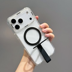 创意手绳磁吸支架适用iPhone17PROMAX高透手机壳苹果16亚克力防摔