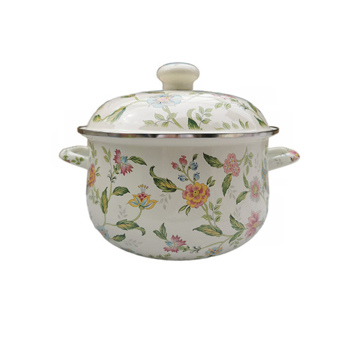 Thickened enamel soup pot, flat-bottomed double-eared stew pot, high persimmon pot, enamel pot, household Chinese medicine pot, gas induction cooker available