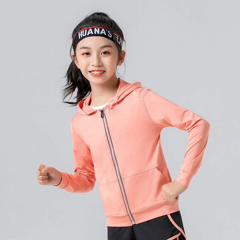 Popular children's yoga jacket, girls' running fitness clothing, quick-dry breathable hoodie, sports casual wear, boys' top