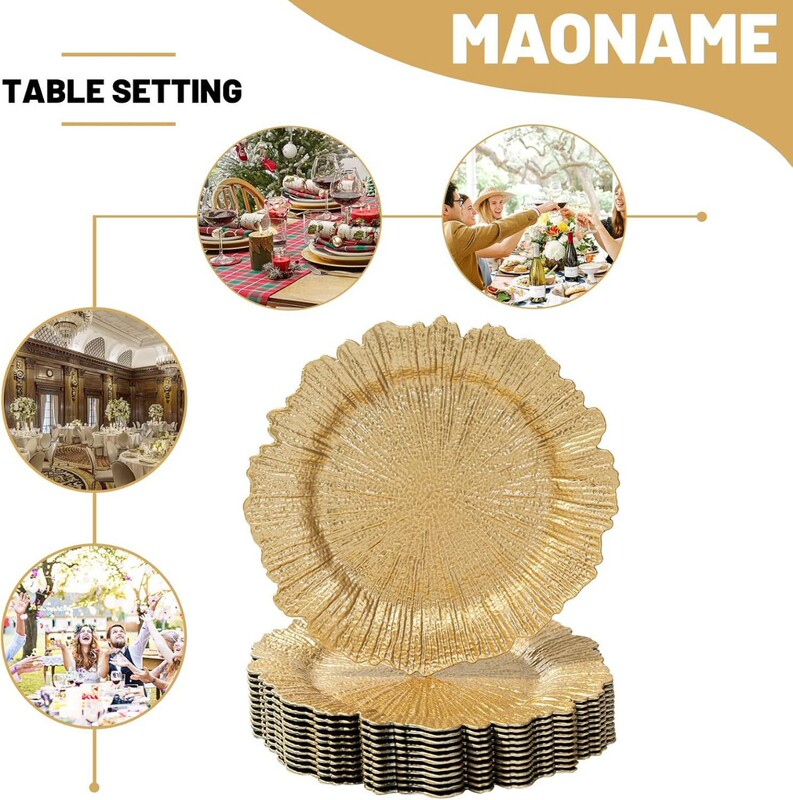 European and American Cross-Border Factory Spray-Painted Gold-Plated Pp Plastic Charger Plate for Wedding and Christmas Decoration European and American Cross-Border Factory Spray-Painted Gold-Plated Pp Plastic Charger Plate for Wedding and Christmas Decoration