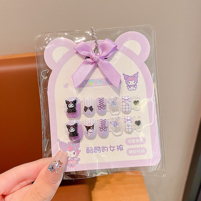 Niños Kulomi dibujos animados bebés usar uñas niñas lindas manicure parches de uñas impermeables para usar