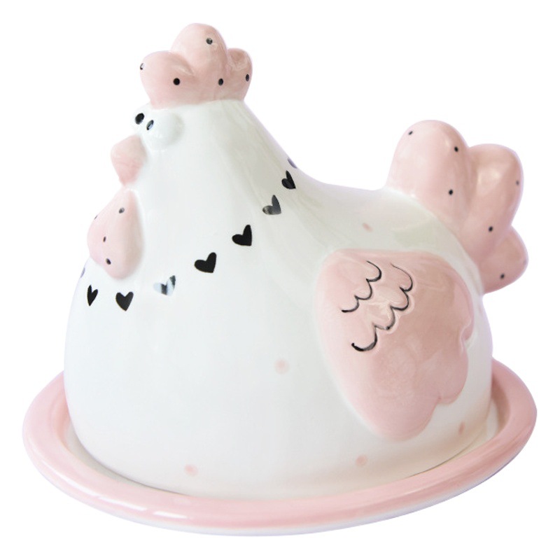 De estilo americano de Pascua vajilla plato de mantequilla plato creativo alivio pollo almacenamiento JAR tetera sellado frasco