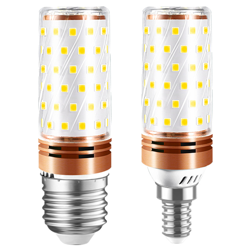 Bombilla de maíz LED E14 tornillo doméstico tricolor luminoso bombilla de ahorro de energía E27 cabeza calva fuerte candelabro fuente de luz de reemplazo