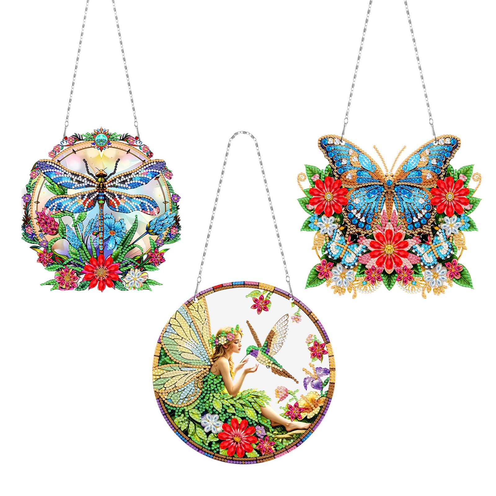 Diamante pintura perimetral DIY anillo 3 piezas juego de dibujos animados colgante genio Navidad sala de estar decoración de pintura distribuible