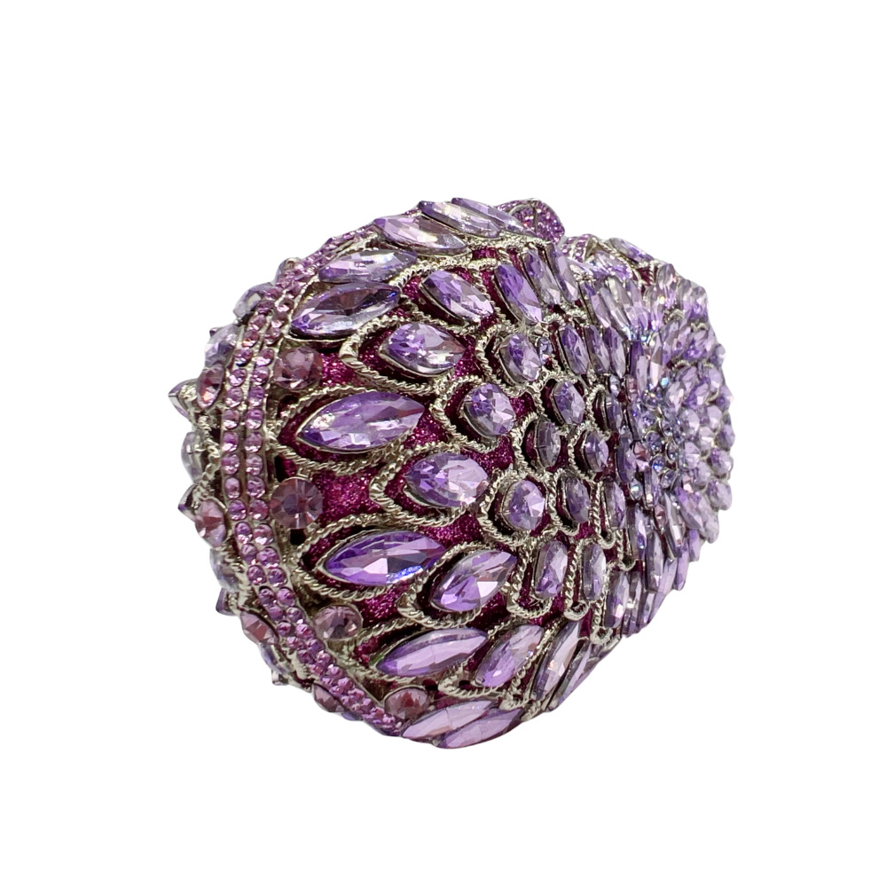 Túi clutch nữ đính kim cương hoa violet dự tiệc — Hoa violet