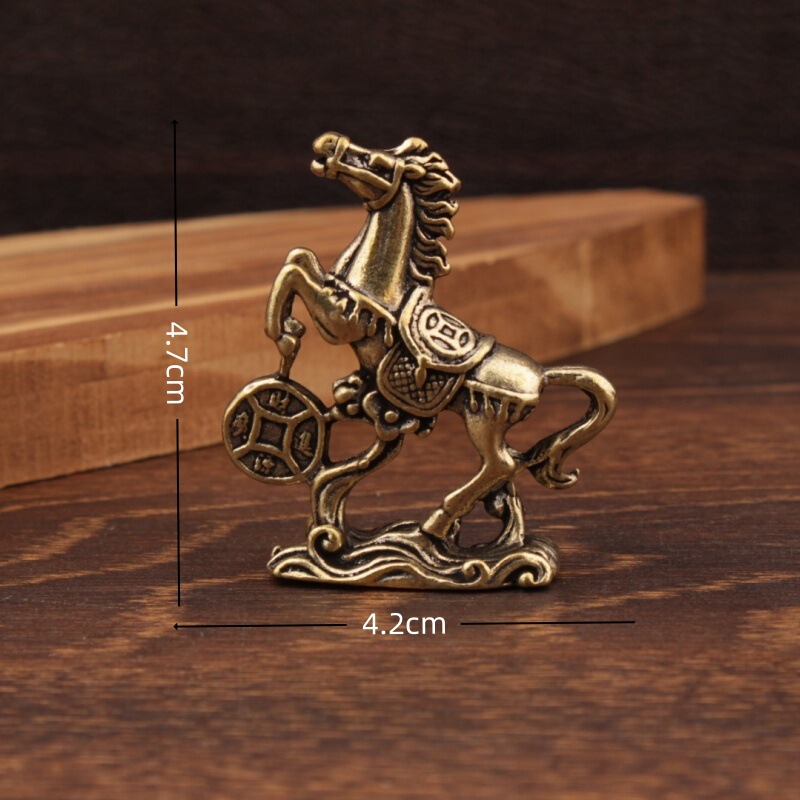 Brass Immediately Small Ornaments Home Desktop Tea Pet Time to Time Pure Copper Crafts Horse to Success Zodiac Horse