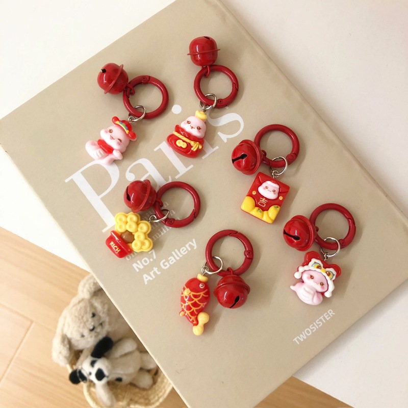 Year of the Snake Zodiac Small Snake Round Buckle Cute Cartoon Student Schoolbag Bag Keychain Car Couple Key Pendant