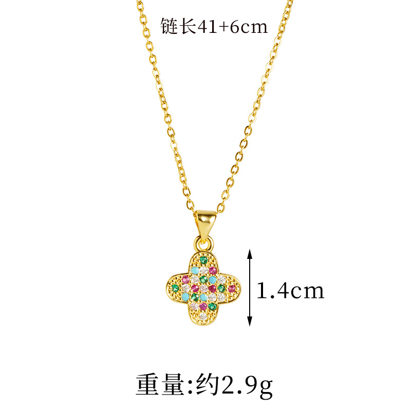 Moda de oro de arena de Vietnam, color de lujo ligero, incrustaciones de diamantes, collar de flores de cuatro hojas, pendientes, joyas transfronterizas para mujeres que no se desvanecen durante mucho tiempo