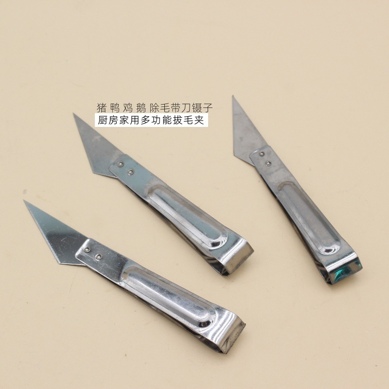 Household Stainless Steel Multifunctional Hair Removal Tool for Pigs, Ducks, Chickens, and Geese, with Knife and Tweezers, Market Tool for Removing Pig Hair