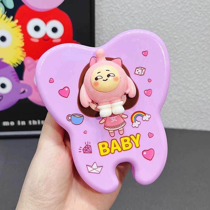 乳歯収集ボックス、子供の歯の交換収納ボックス、見栄えの良いかわいい漫画の男の子と女の子の歯の収集収納ボックス|undefined