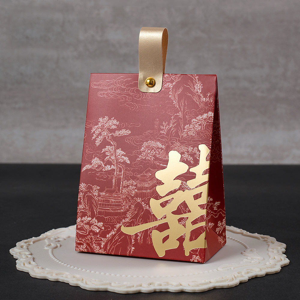 Red hot stamping happy words [carrying candy box]