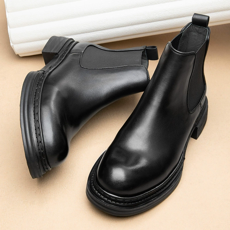 Кожаные сапоги челси мужские повседневные кожаные паровозные короткие сапоги британские ретро мартина сапоги мужские толстые подошвы ручной работы