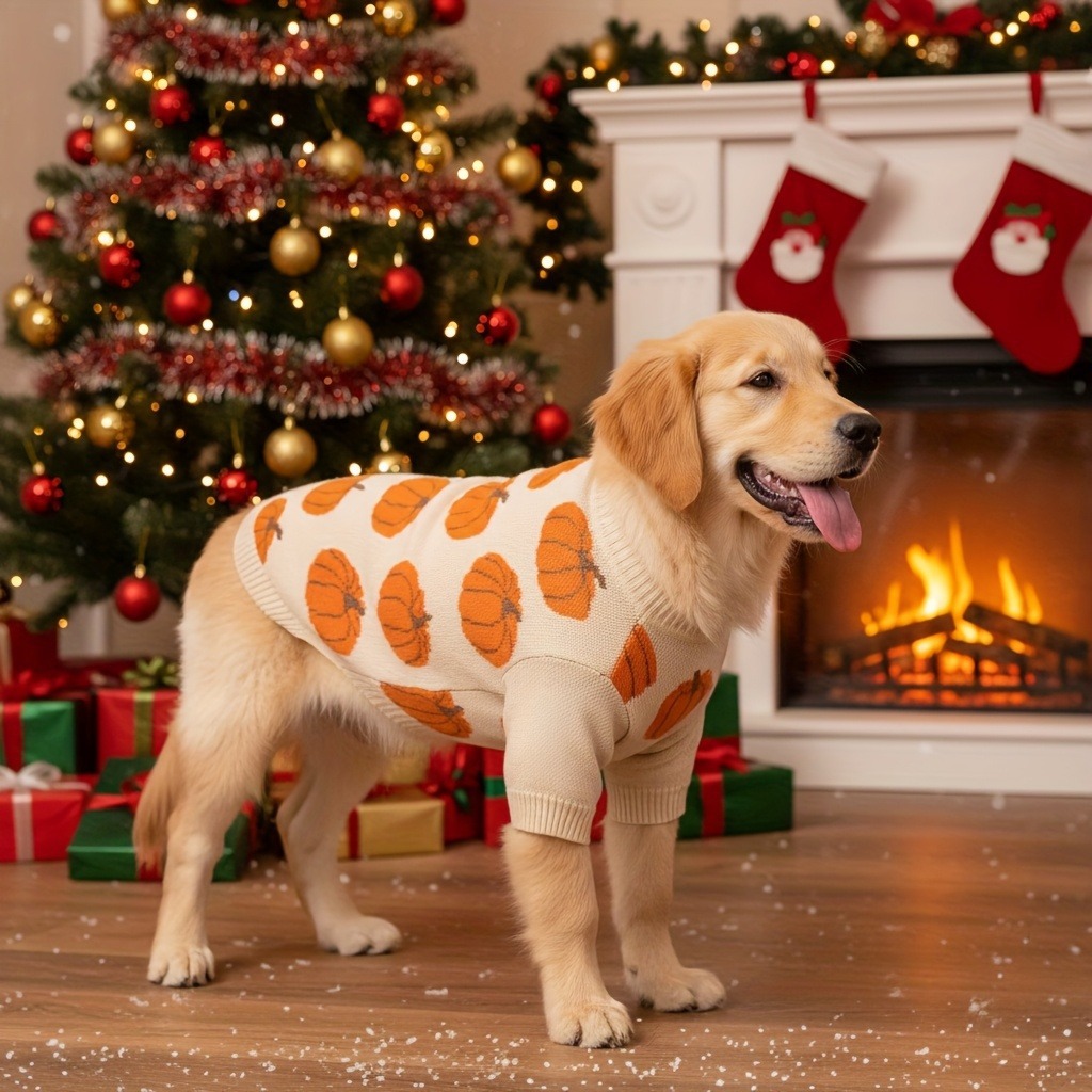 Pull imprimé citrouille pour chien, automne et hiver, bouledogue français, pull pour chien de petite et moyenne taille, vêtements chauds et mignons pour animaux de compagnie