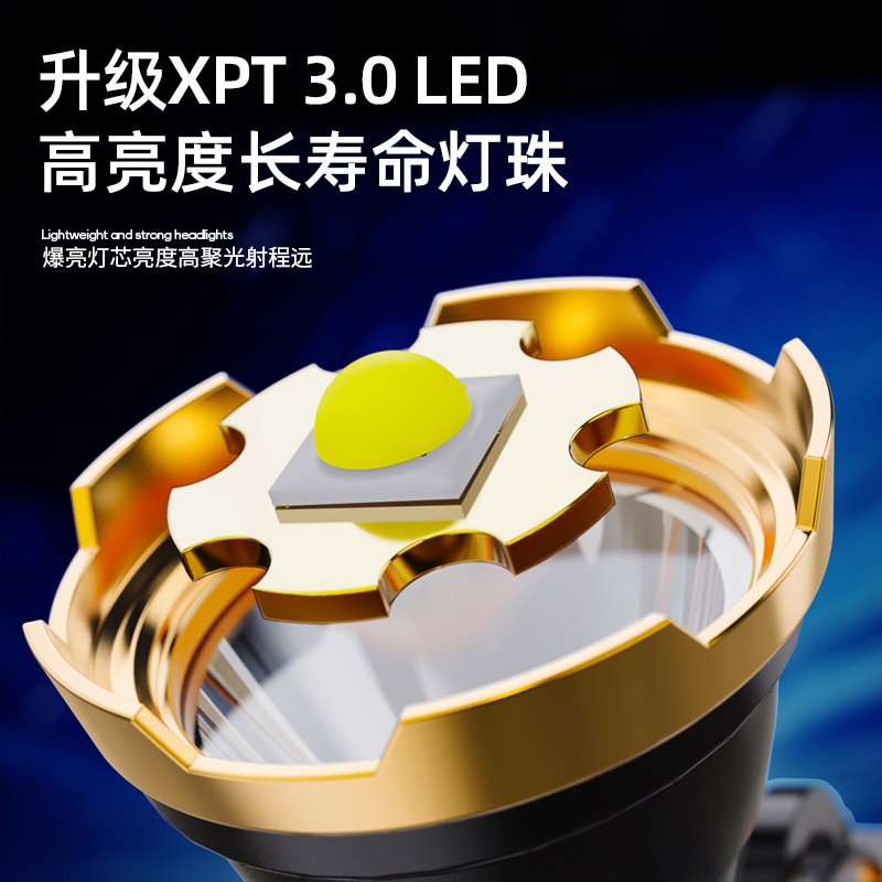 Faros de luz fuerte transfronterizos, luces de cabeza de largo alcance multifuncionales para exteriores, luces de emergencia de alto brillo, impermeables de larga duración