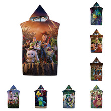 连帽穿戴浴巾沙滩巾斗篷印花连帽浴巾超细纤维卡通系列海边换衣巾