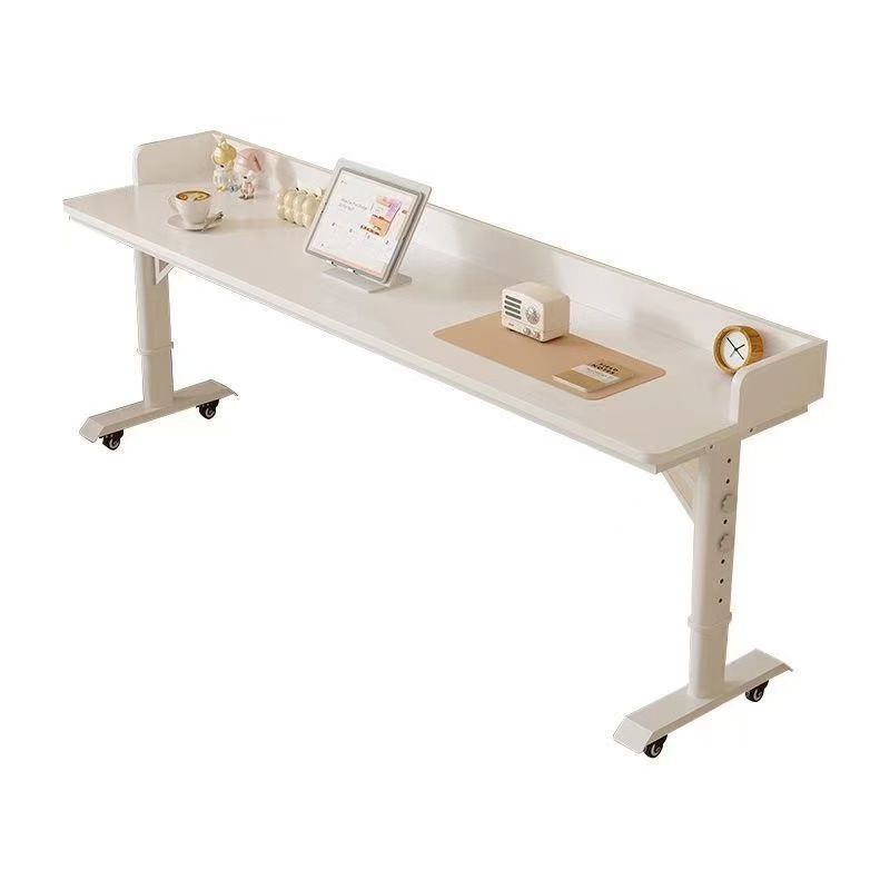 Movable Cross-Bed Table for Small Apartments, Bedroom Universal Wheel Double Computer Desk with Partition, Lazy Bed Adjustable Desk