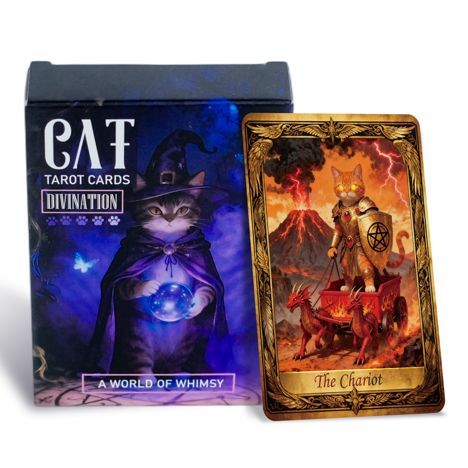 New Sheets Of Whimsical Cat Tarot Board Fun Mysterious Immersive Game Cards_voghion.com