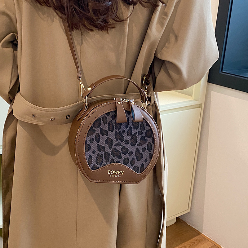 Women's 2024 popular niche fashion plaid crossbody texture handheld small round bag_voghion.com