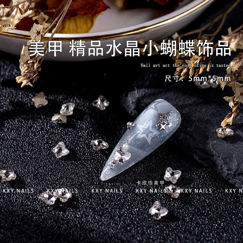 Nail jewelry crystal butterfly bottom stamping craft Japanese style fresh nail accessories Net red diamond jewelry New Nail jewelry crystal butterfly bottom stamping craft Japanese style fresh nail accessories Net red diamond jewelry New