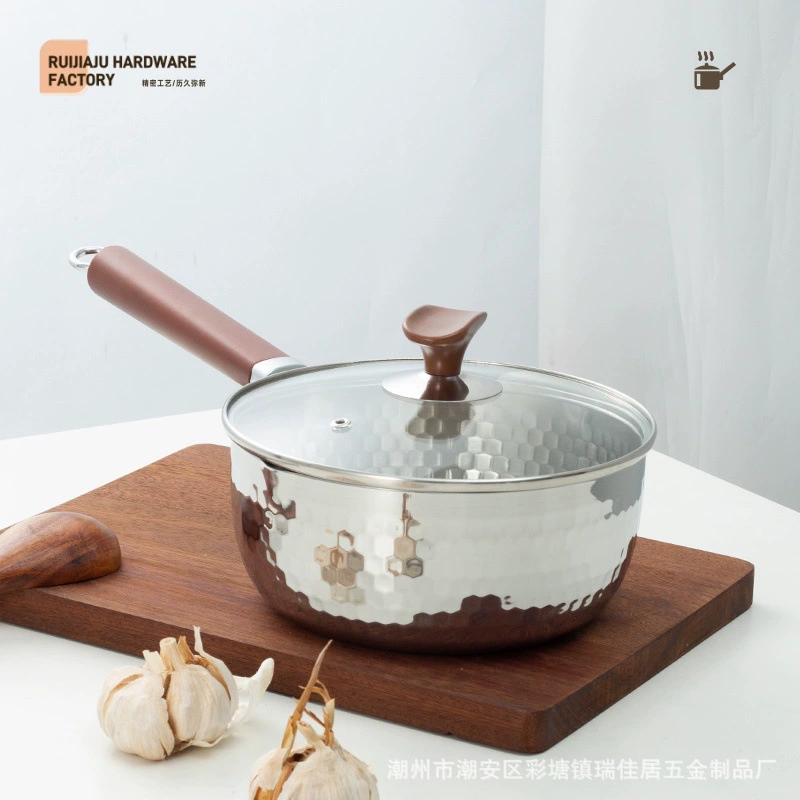 Трендовый на TikTok винтажный трехслойный стальной (316L, пищевой класс) сотейник Yukihira с мерной шкалой для детского питания.