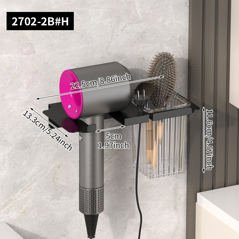 [Black hair dryer holder with cup] 2702-2B#H