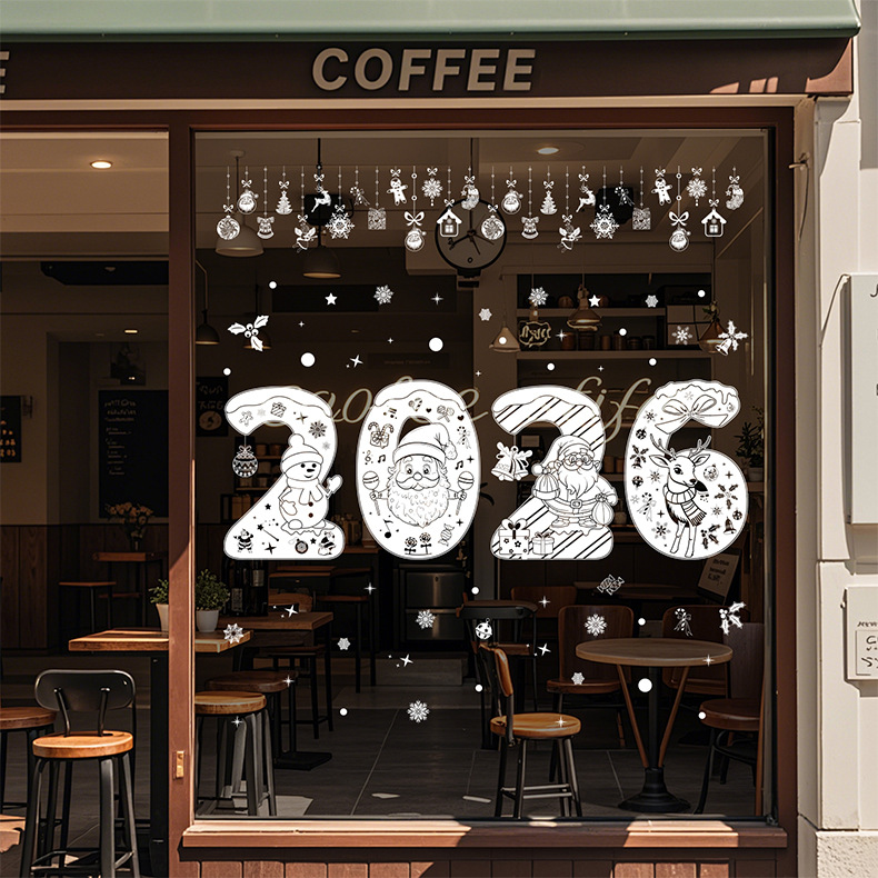 Christmas Snowflake Window Sticker Reindeer Holiday Decoration_voghion.com
