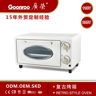 广荣复古烤箱高颜值家用烤箱12L多功能烘焙烤箱厂家定制跨境电商