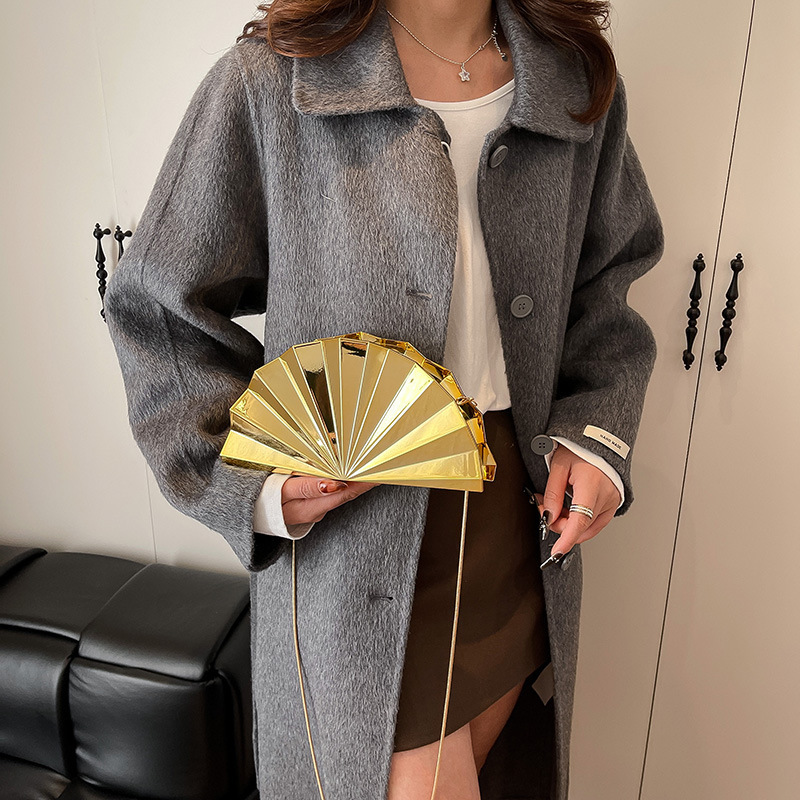 Cross-Border Women's Fan-Shaped Evening Bag, Clutch Bag, Acrylic Shell Bag, Chain Shoulder Crossbody Bag, Fan-Shaped Bag Cross-Border Women's Fan-Shaped Evening Bag, Clutch Bag, Acrylic Shell Bag, Chain Shoulder Crossbody Bag, Fan-Shaped Bag