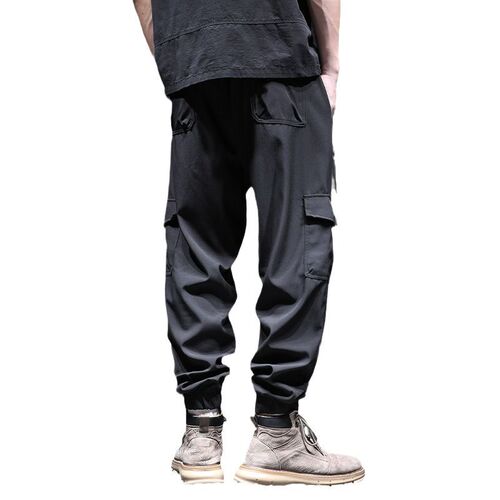 Men's Leisure Summer Quality Four-Way Stretch Elastic Silk Fabric Pants Loose Elastic Multi-Pocket Workwear Pants Trendy