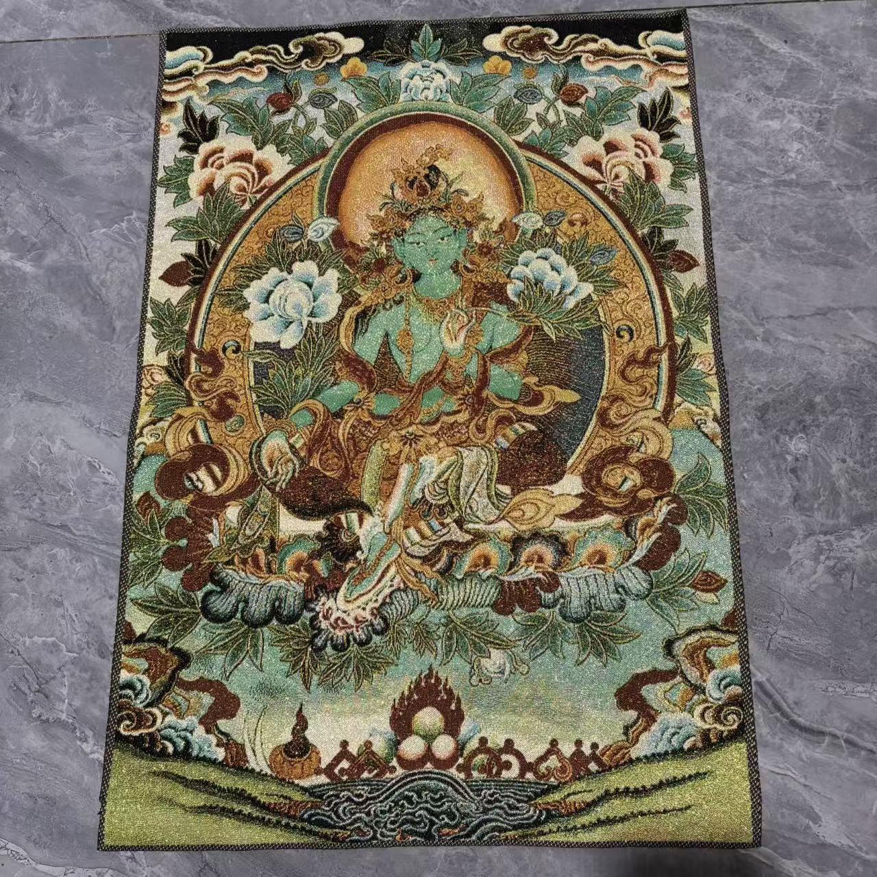 Tibetan Buddha painting core big black thangka living room hanging painting factory wholesale antique antique embroidery painting core ten phase free new
