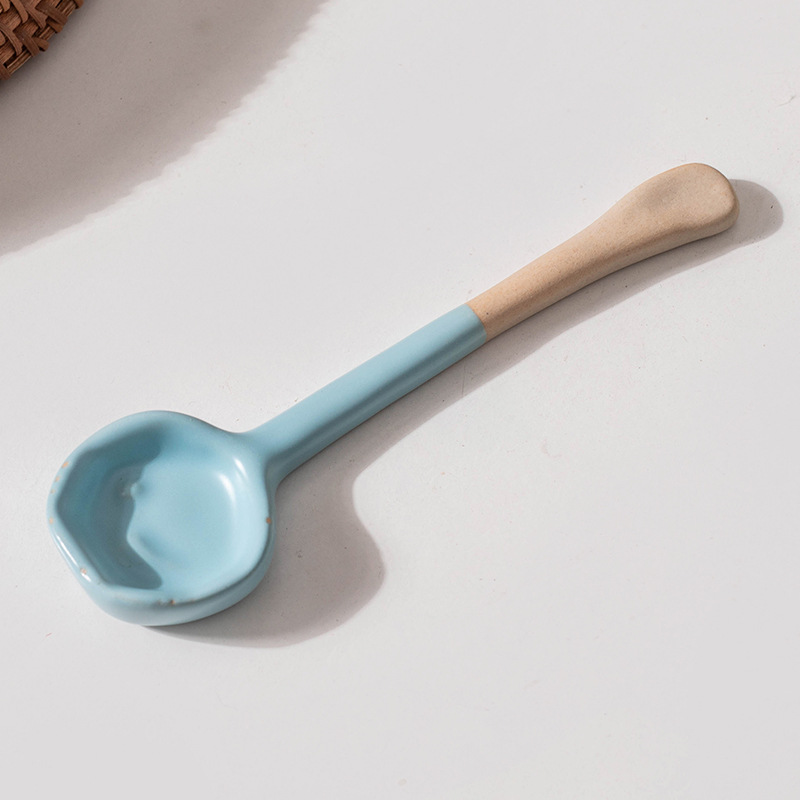 Japanese Ceramic Coffee Scoop With Long Handle Heat Resistant_voghion.com