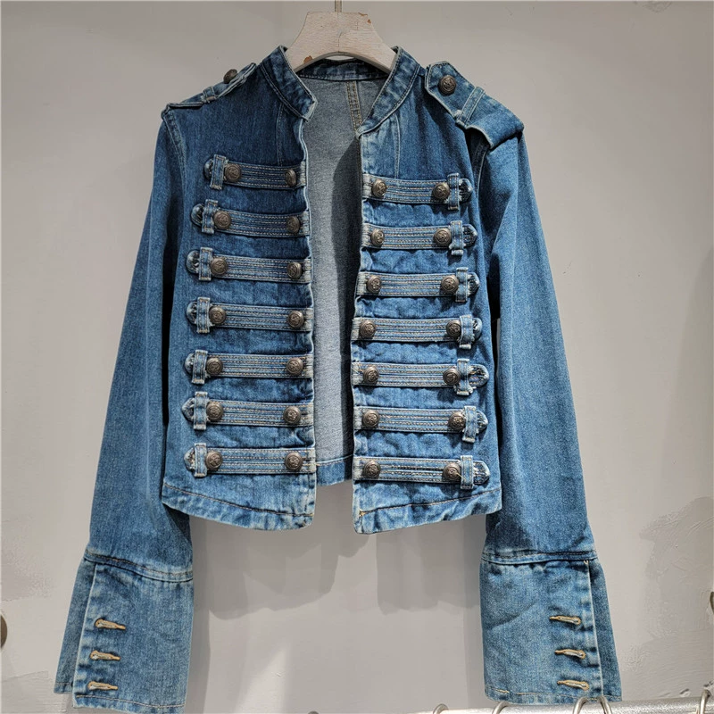 Denim Jacket (Tide) — Retro Korean Style, Autumn Cropped Jacket, Button-Front Detail