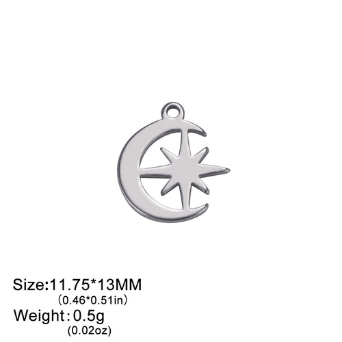 Wholesale cross-border glossy jewelry accessories cut titanium steel star and moon pendant simple stainless steel jewelry accessories