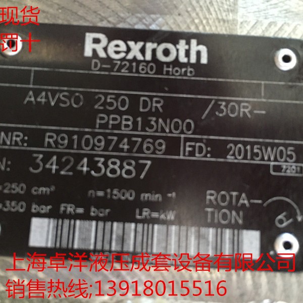 销售REXROTH产品 R902530170  A4VSO250LR2D/30R-PPB13N00