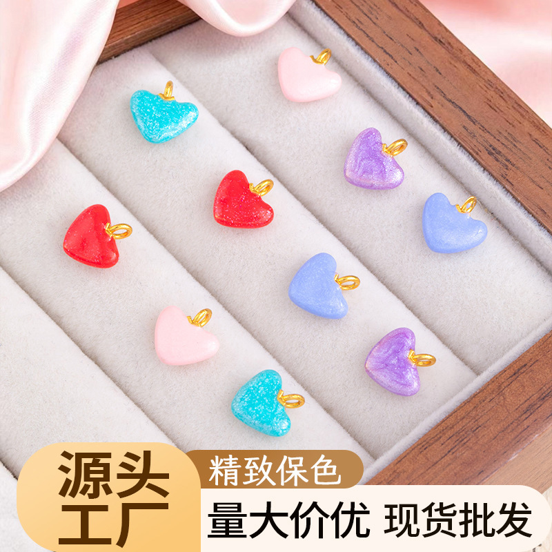 Simple Moon Color-Preserving Gold-Plated Creamy Girly Color Series Heart Pendant DIY Bracelet Phone Chain Necklace Wholesale