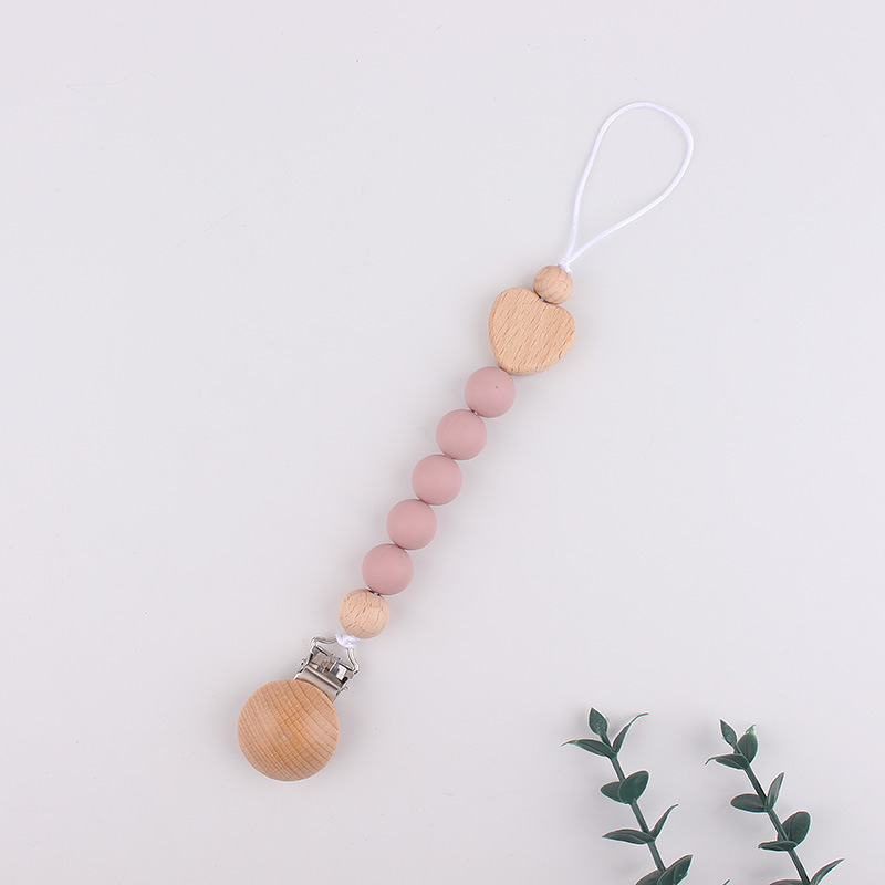 Clip de tetina de tres agujeros redondo de beech para calmar al bebé tetina de silicona de goma de diente anti-caída cadena