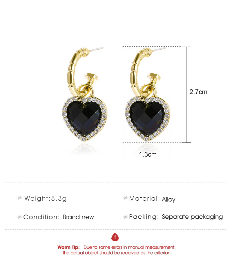 Vente En Gros Bijoux Boucles D&#39;oreilles Pendentif Coeur Noir Nihaojewelry display picture 1