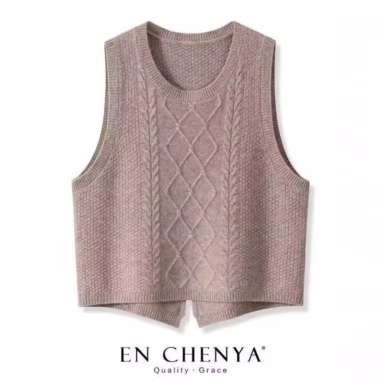 Thickened Autumn and Winter 2024 New Wool Vest for Women, Layered Outerwear, Loose Solid Color Knitted Sweater Vest, Commuter Style