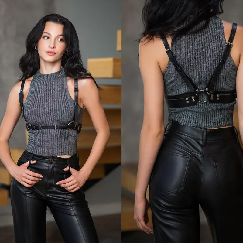 European and American Cross-Border Second-Generation Punk Hip-Hop Performance Leather Waist Chain Strap Leather Jewelry Joke Sexy Belt Belt European and American Cross-Border Second-Generation Punk Hip-Hop Performance Leather Waist Chain Strap Leather Jewelry Joke Sexy Belt Belt