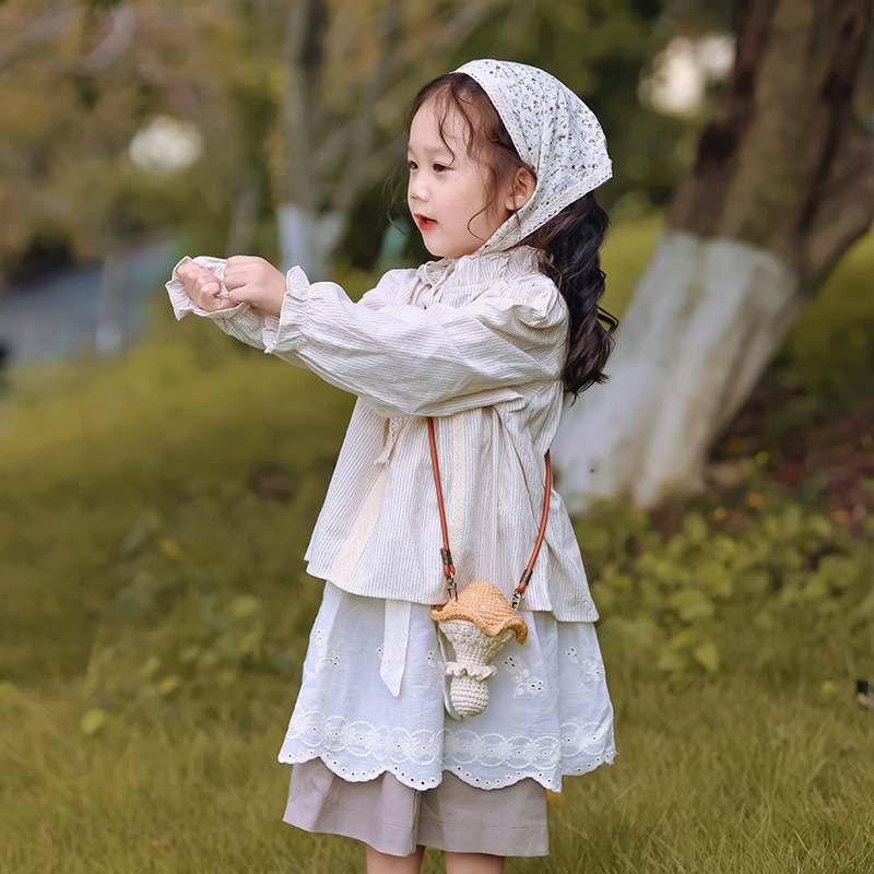 Bolsas de decoración para niños no pueden abrir dibujos animados lindos hongos bebés mochilas de hombro productos acabados ganchos de lana bolsa colgante
