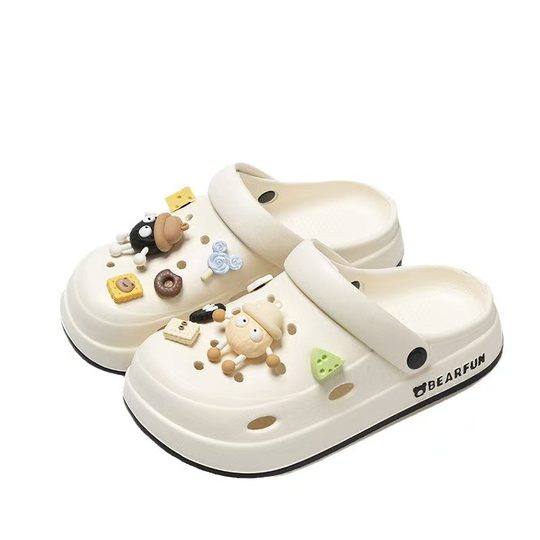 Women's Cave Shoes 2025 New Summer Outer Wear Thick Sole Dung Feeling Non-slip Baotou Seaside Beach Sandals and Slippers for Women