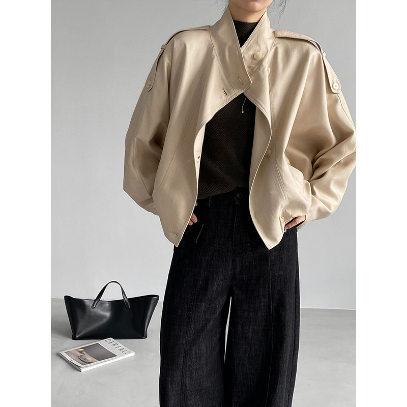 Jiangzuo "Lightweight Companion" Lyocell-Linen Blend Batwing Sleeve Women's Short Trench Coat 2026 Autumn 2007