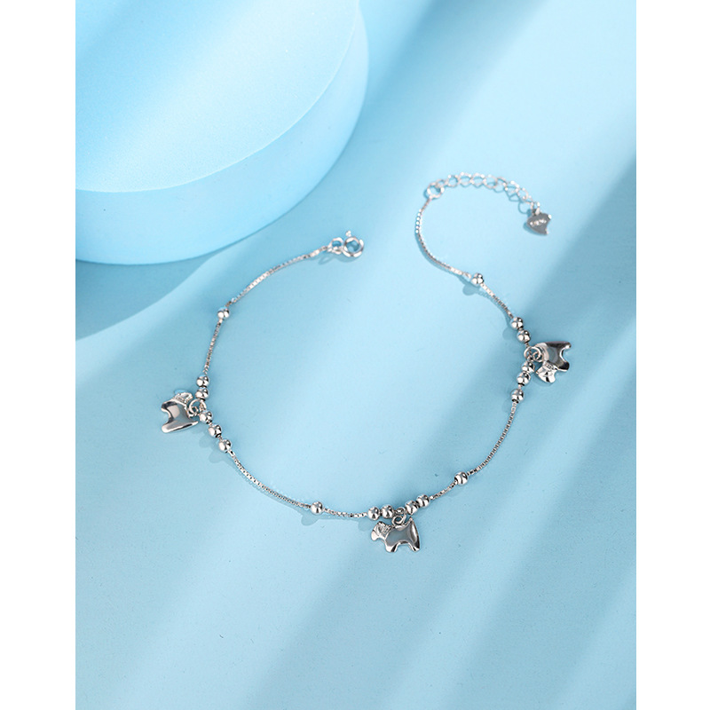 S925 tobillera de plata de las mujeres luz nicho de lujo 2023 nuevo verano pony cuentas de pie de alta calidad joyería de plata