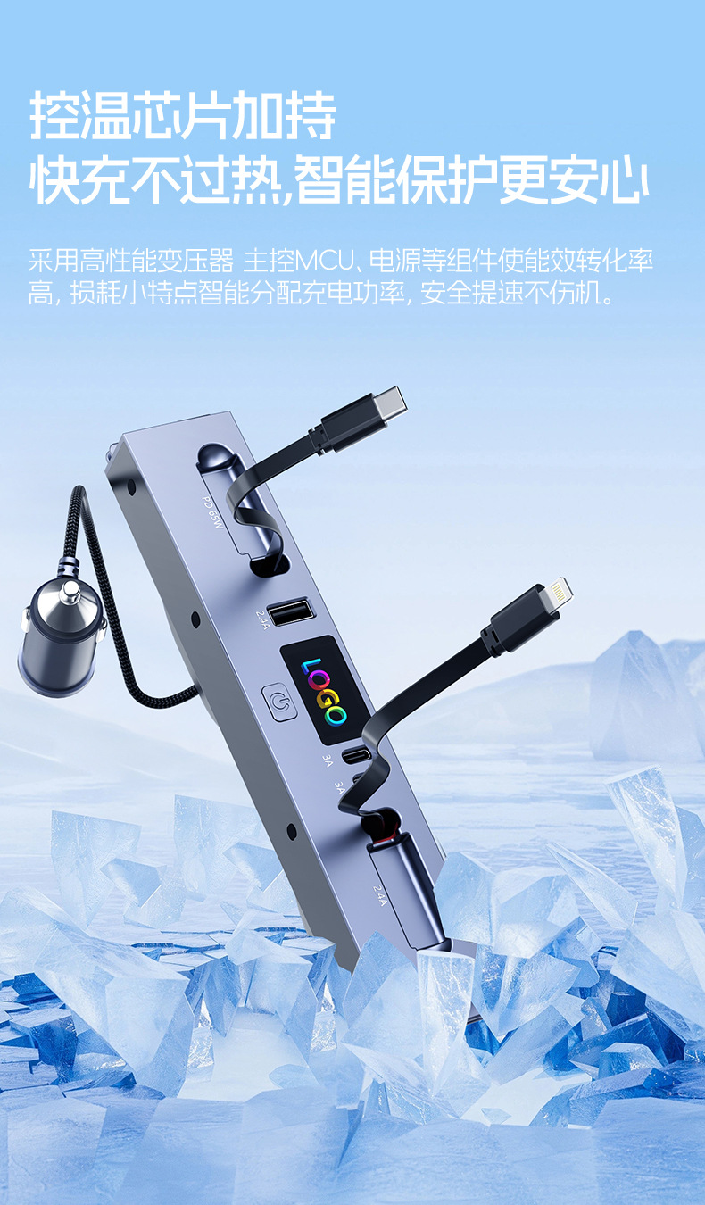 Suitable for the New Model Y/3 Tesla Central Control Expansion Dock Retractable Fast Charging Car Charger
