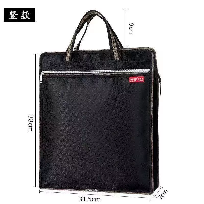 Handheld capacious cloth bag for documents with zipper, files bag for folders