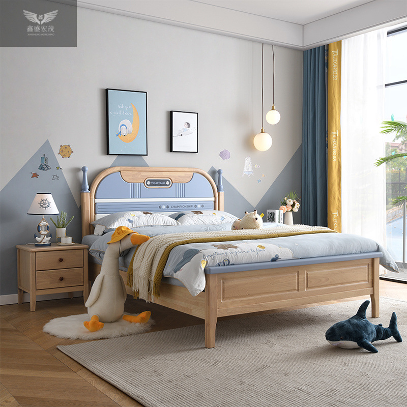 Nórdico juvenil de madera maciza cama infantil 1,2 m cama individual 1,5 m para niños y niñas almacenamiento cama de madera maciza
